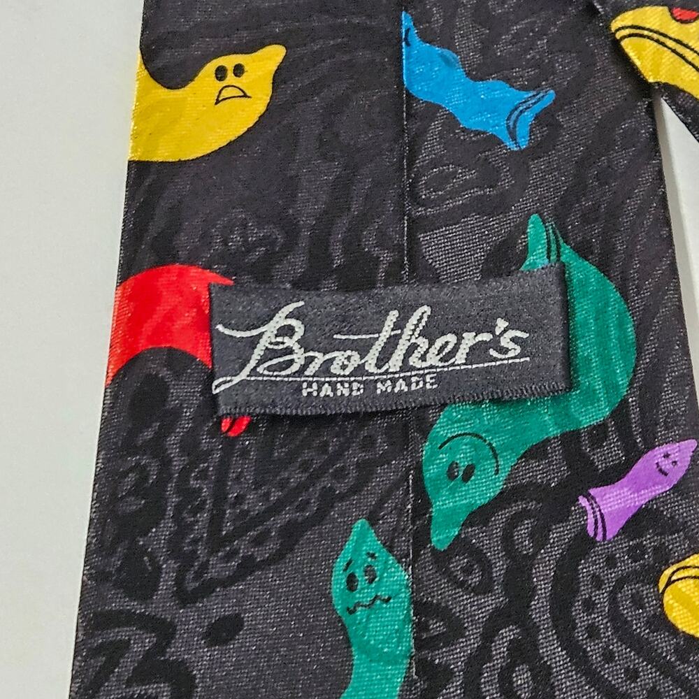 VTG Halloween Brothers Ghosts Neck Tie Multicolor Flamboyant Cartoonish - Picture 5 of 6